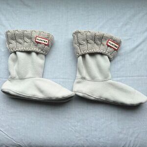 Hunter Cable Knit Cuff Welly Boot Socks Gray WAS1018AAB Medium